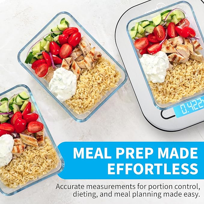 Smart Weigh Stainless Steel Digital Kitchen Scale for Cooking, Weight Loss, Calorie Tracking, Baking, Food Portion Control, and Meal Prep - Accurate Measurements in Grams and Ounces