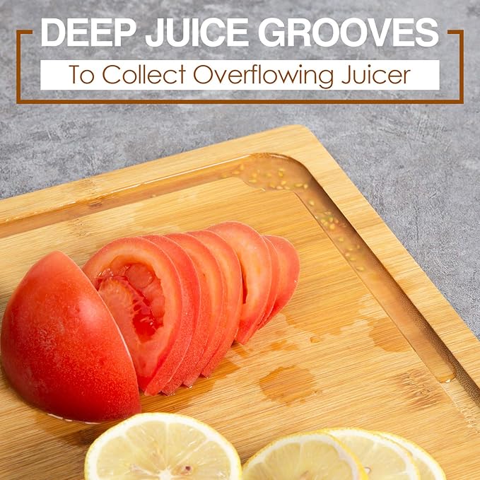 30 x 20 Extra Large Cutting Board, Turkey Carving Board Bamboo Meat Cutting Boards for Kitchen with Juice Groove and Handles Heavy Duty Charcuterie Board, 4XL, Empune