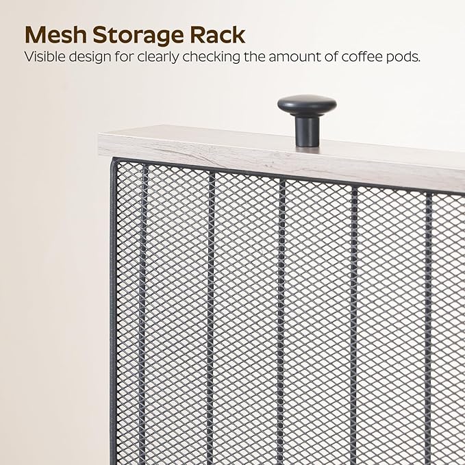 YATINEY Coffee Pod Drawer Holder, Coffee Pod Storage for K Cup, 35 Capacity Coffee Capsules Storage Organizer, Sliding Mesh Basket, for Kitchen, Greige and Black KH08BG