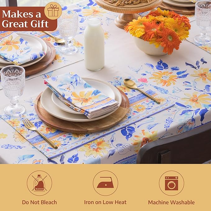 Maison d' Hermine Cloth Napkins Set of 4 100% Cotton Everyday Reusable Square Napkins Cloth Washable Dinner Party Wedding Restaurant Gifts for Mothers Day Spring/Summer (Girassol, 20" x 20")