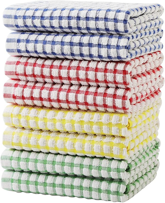 Oeleky Dish Towels for Kitchen 15x26 Inches, Pack of 8 Cotton Kitchen Towels for Drying Dishes (Multi, 15x26 inches)