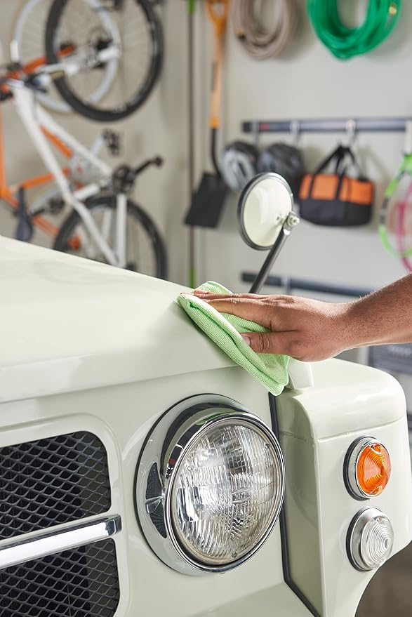 Quickie Cleaning 32-Pack Microfiber Cleaning Cloth 14"x14" inch Green All-Purpose Towel/Wiper for Multi-Purpose Indoor/Outdoor Cleaning/Dusting/Polishing on Kitchen/Bathroom/Auto Surfaces