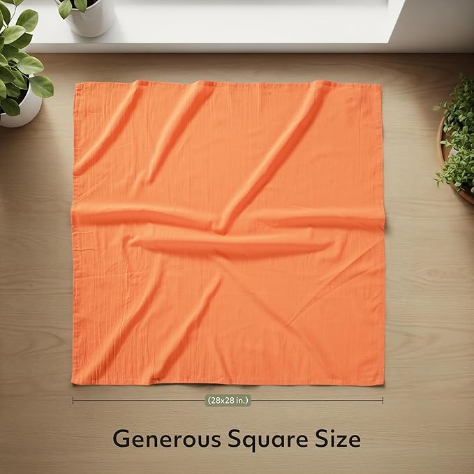 Utopia Kitchen Orange Flour Sack Towels [12 Pack - 28 x 28 Inch] 100% Cotton Tea Towels for Cleaning & Drying - Highly Absorbent Kitchen Dish Cloth