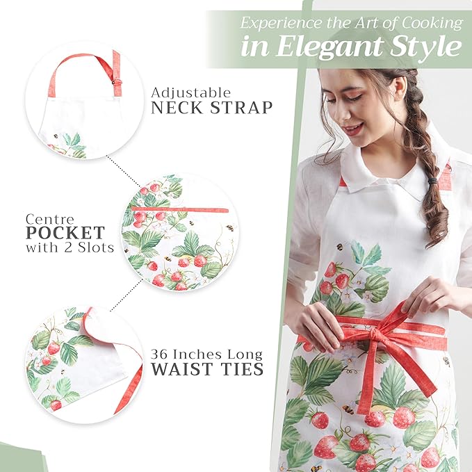 Maison d' Hermine 100% Cotton Apron for women with Pocket Kitchen Chef Apron for Men Cooking Mothers Day Gifts