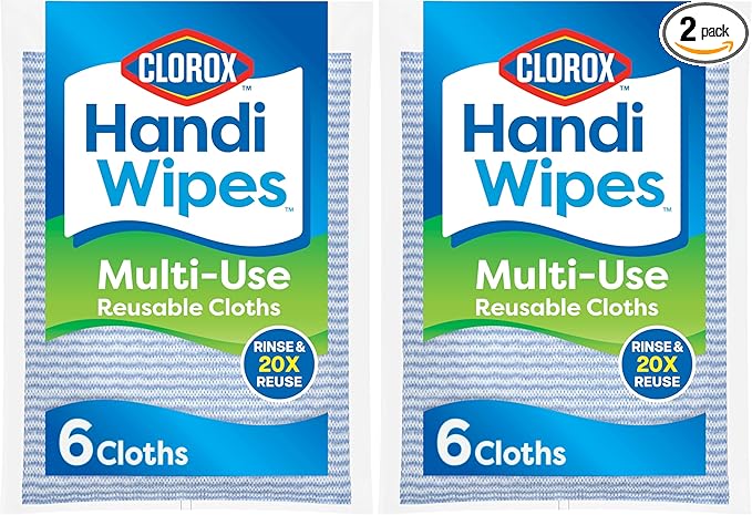 Clorox Handi Wipes Multi Use Reusable Cloths, 6 Count (Pack of 2)