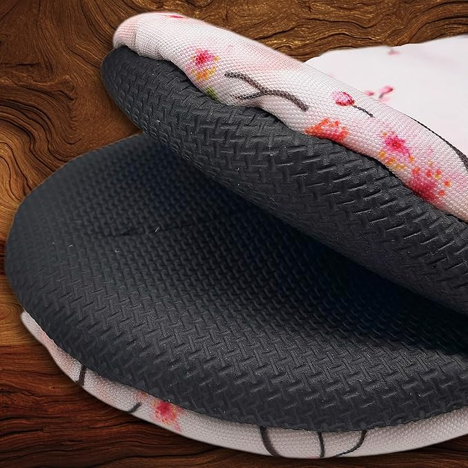Pink Cherry Blossoms Oven Mitts, High Heat Resistant Kitchen Oven Gloves, Mini Silicone Oven Mitts, Non-Slip Grip Surfaces and Hanging Loop for Grilling, Baking, Cooking and Microwave, Gift