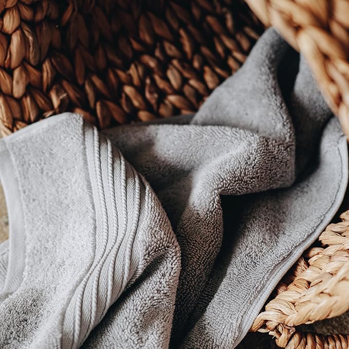 Milara Turkish Bath Towels Set of 6| 2 Bath Towels, 2 Hand Towels & 2 White Wash Cloths with Elegant White & Anthracite (Dark Gray) Colors | 700 GSM Premium Quality Cotton Ultra-Soft & Absorbent