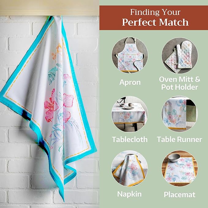 Maison d' Hermine Kitchen Towels Set of 3 100% Cotton 27.50" x 20" Reusable Cloth Tea Dish Towels Absorbent with Hanging Loop for Kitchen Gifts for Mothers Day Spring/Summer (Paradise Island)