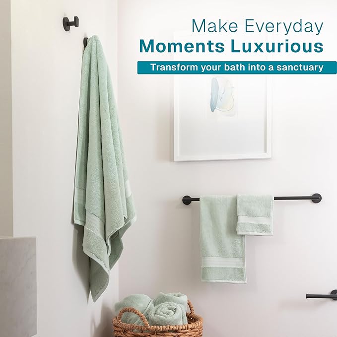 Fabdreams 100% Organic Cotton Bath Towel Set of 6 700 GSM Hotel Premium Plush Absorbent Soft Durable Skin-Friendly Spa Quality Bathroom Comfort with 2 Bath 2 Hand Towels and 2 Wash Cloths Green