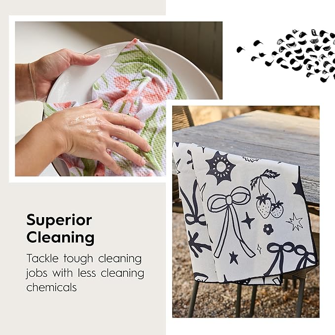 GEOMETRY Bar Towels for Kitchen - Spring & Summer Collection - Premium Towels for Cleaning Dishes & Glassware - Absorbent & Fast Drying Kitchen Towels - Soft Floral, 12" x 14" - 1-Piece