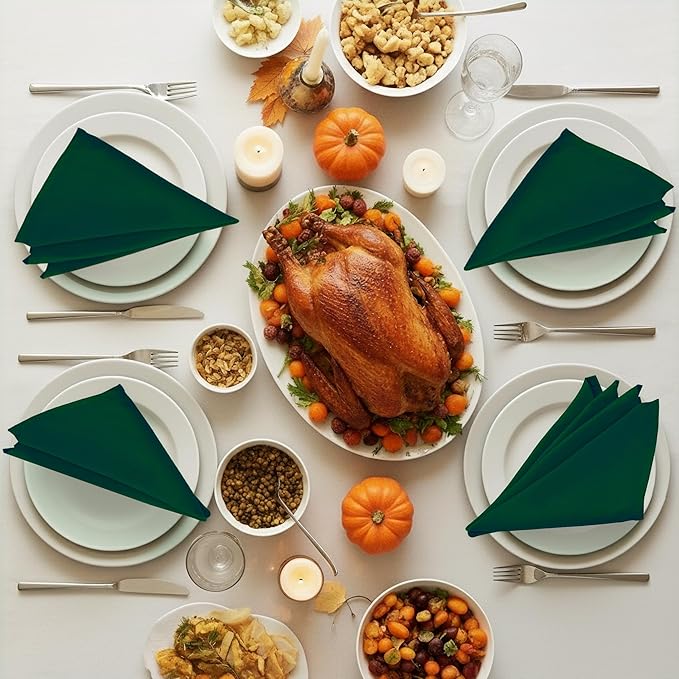 Utopia Home Hunter Green Cloth Napkins (12 Pack, 20x20 Inches), Ideal Dinner Napkins for Party, Wedding and Lunch/Dinner