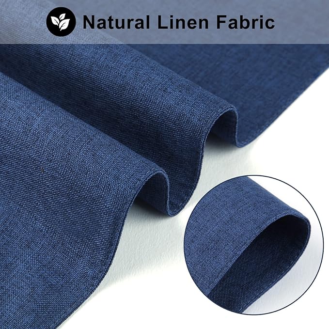 Cloth Placemats Set of 6, Cotton Linen Blend Machine Washable Durable Linen Table Mats, Heat Resistant Placemats Wrinkle Free Place Mats for Dining Table, Easy to Clean (Navy Blue, 6)