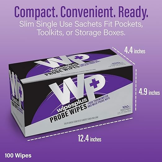 Thermometer Sanitizing Wipes - Probe Wipe Sachet - 100 Wipes