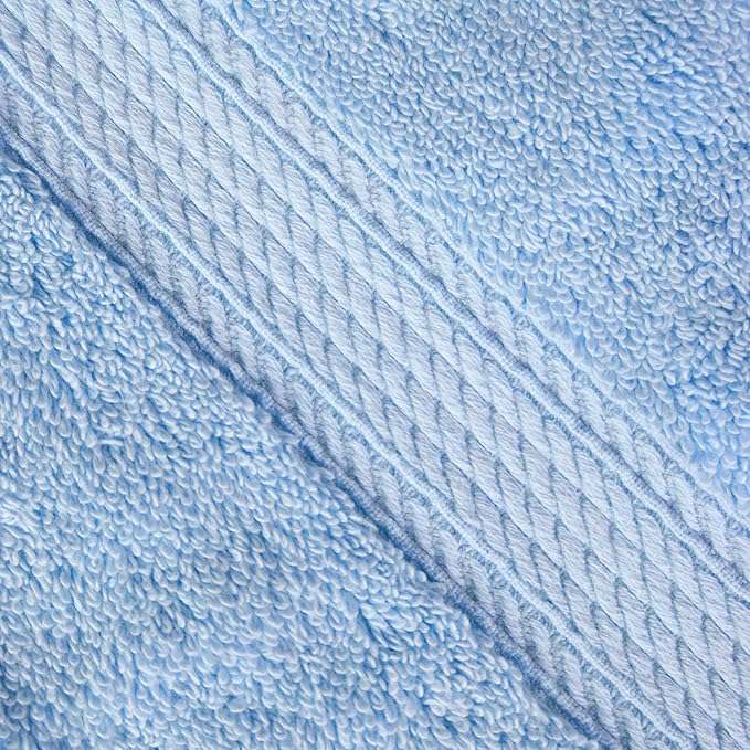 SUPERIOR Egyptian Cotton Pile 8 Piece Towel Set, Includes 2 Bath, 2 Hand, 4 Face Towels/Washcloths, Ultra Soft Luxury Towels, Thick Plush Essentials, Guest Bath, Spa, Hotel Bathroom, Light Blue