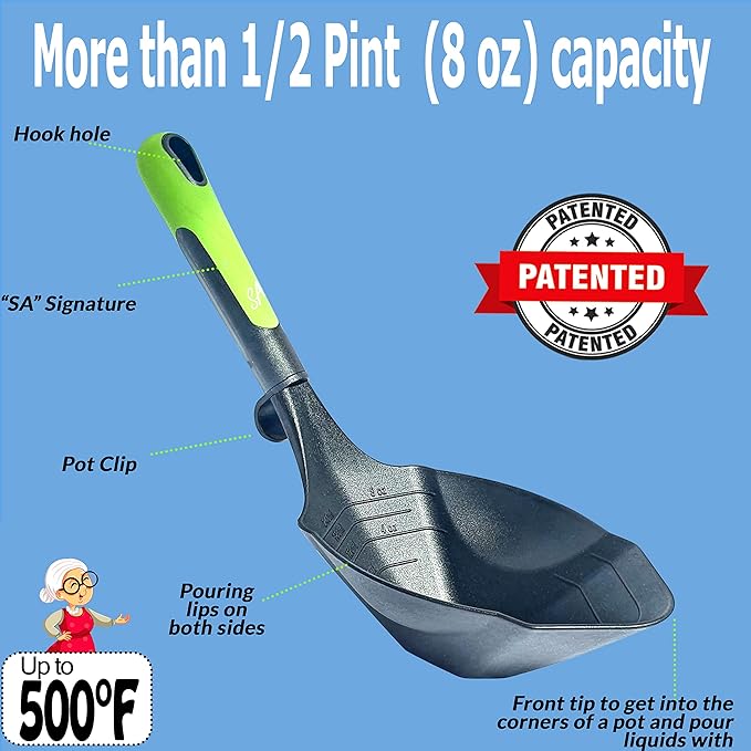 Supa Ant Jar lifter and Canning Ladle 1/2 Pint Capacity - Canning Supplies with Magnetic lid lifter + Bubble Popper (Assembled in USA)