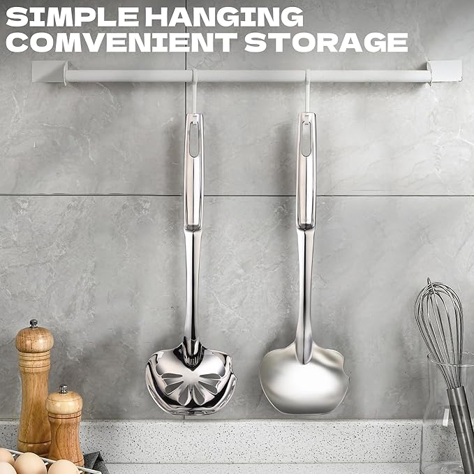 Soup Ladle,12Inch 316 Stainless Steel Soup Spoon with Heat-Proof Handle Comfortable Grip,Durable and Sustainable,Cooking Spoon for Kitchen