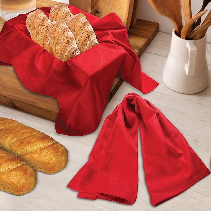 Urban Villa Kitchen Towel100% Cotton Red Color Dish Towels for Kitchen Size 20x30 inches (Set of 6) Highly Absorbent Multiuse Dish Cloths with Hanging Loop Quick Drying Soft Premium Hand &Tea Towels