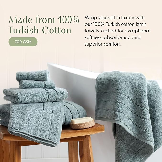 Springtree Home Luxury Turkish Cotton Bath Towels | 100% Turkish Cotton | Premium Bath Towels | Ultra Soft Thick Plush & Highly Absorbent | Luxury Hotel & Spa Quality Bathroom Towels | Chinois Green