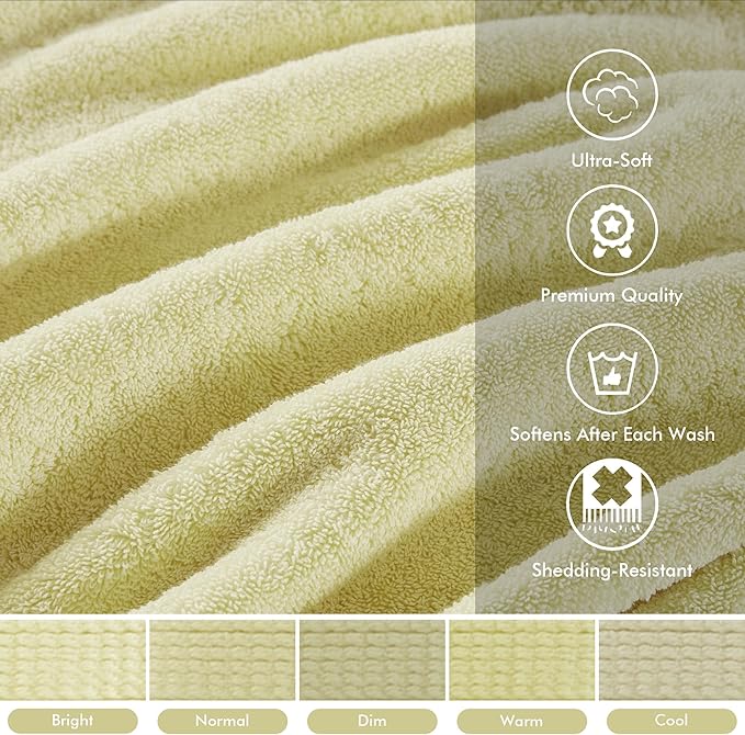 Madison Park 800GSM Bathroom Towel Set of 8 100% Cotton Bath Towel Set for Bathroom Luxurious Highly Absorbent 2 Bath Towels 2 Hand Towels 4 Washcloths Quick Dry Spa Quality Yellow