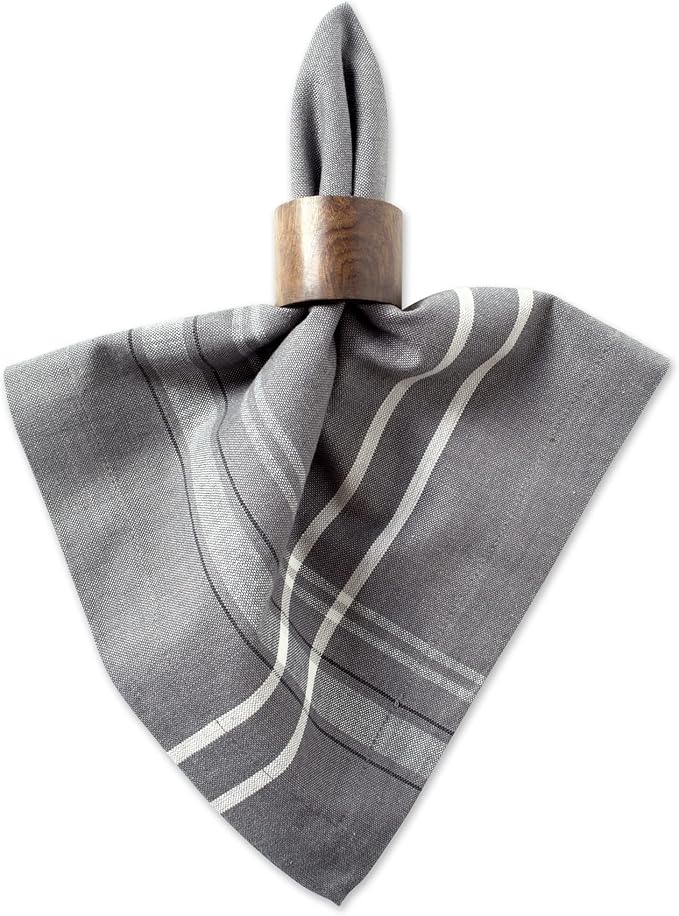 DII French Stripe Tabletop Collection Farmhouse Style Dining Table Linen Napkin Set, 20x20, Gray Chambray, 6 Piece