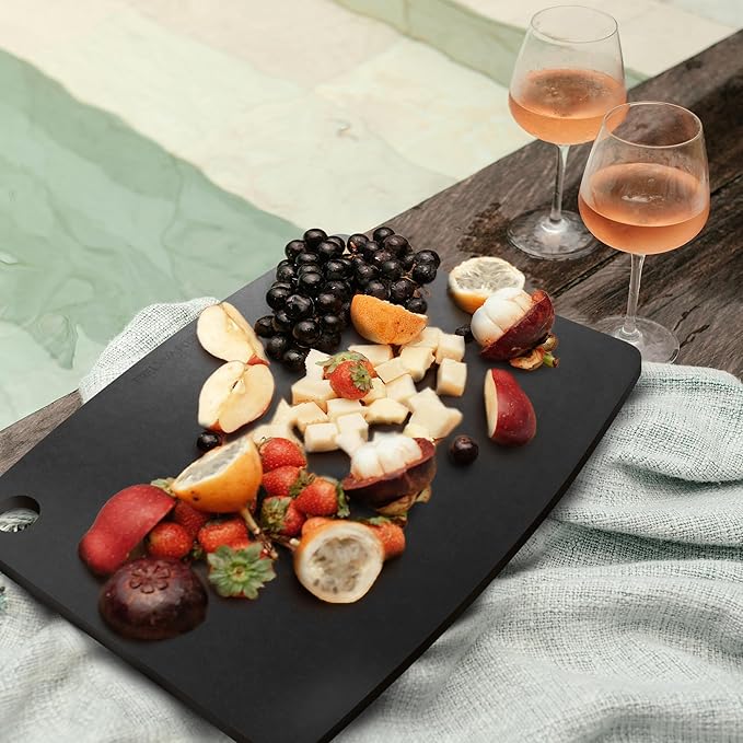 Dishwasher Safe Cutting Boards for Kitchen - Extra Large Composite Wood Cutting Boards - Thin, BPA Free & Eco-Friendly Chopping Board (18 x 12 Inch, Slate Black)