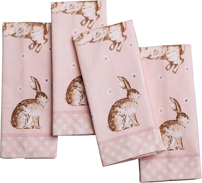Maison d' Hermine Cloth Napkins Set of 4 100% Cotton Everyday Reusable Square Napkins Cloth Washable Dinner Party Wedding Restaurant Gifts for Mothers Day Spring/Summer (Easter, 18" x 18")