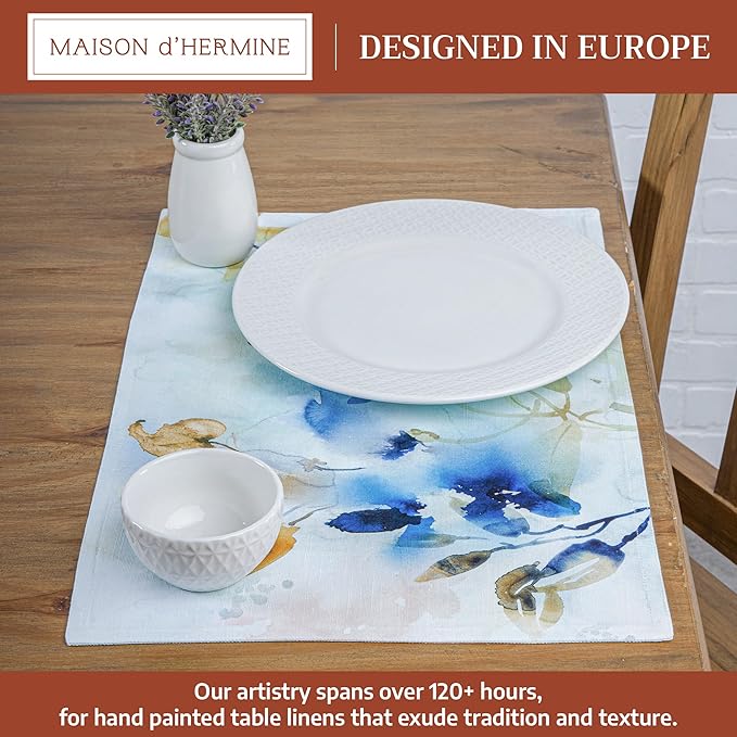 Maison d' Hermine Placemats Set of 4 100% Cotton Washable Cloth Place Mats Reusable Table Mats for Kitchen Dining Party Wedding Gifts for Mothers Day Spring/Summer (Lazy Summer Days, 13" x 19")
