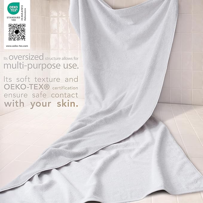Cotton Paradise 100% Cotton 40x80 Oversized Bath Sheet, Extra Large Turkish Bath Towels for Bathroom, Silver Grey Bathsheet