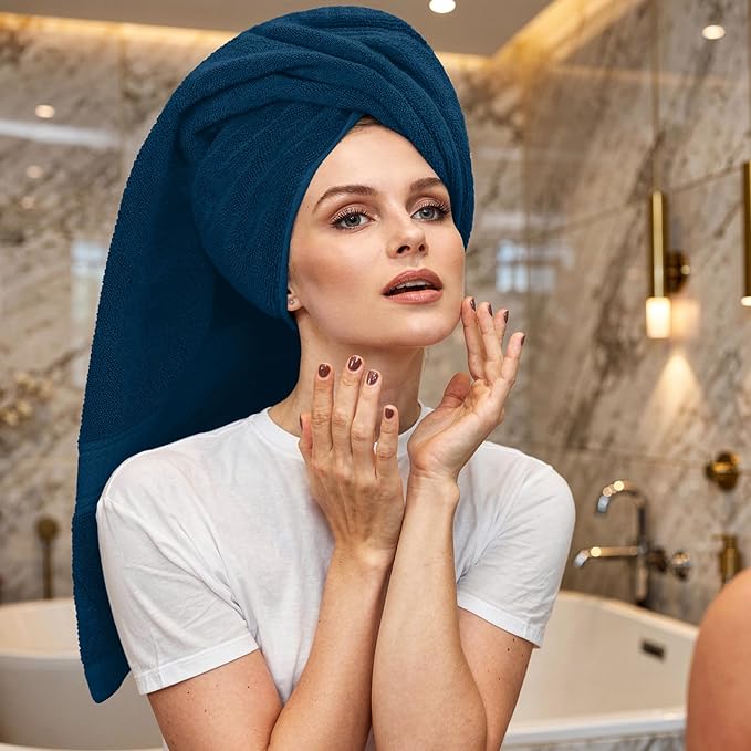 RIVERSIDE Luxury 6 Piece Towel Set, 2 Bath Towels, 2 Hand Towel, 2 Wash Cloths, 100% Cotton, 600 GSM Hotel Quality, Soft, Highly Absorbent Towels for Bathroom, Navy Blue Towel Sets