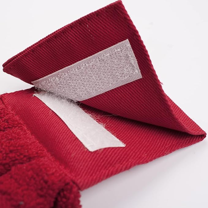 Ritz Premium 100% Cotton Solid and Multi Check Kitchen Tie Towel, Absorbent, Super Soft, and Fast Drying Hang Towel, Set of Two, Paprika Red