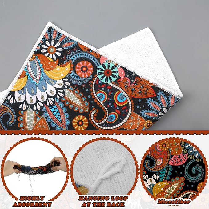 Bencailor 6 Pcs Retro Kitchen Towels 15.7 x 23.6 Inch Farmhouse Vintage Hand Towels Decorative Absorbent Dish Cloth for Bathroom Decor for Cooking Baking Cleaning(Fancy Color,Retro)
