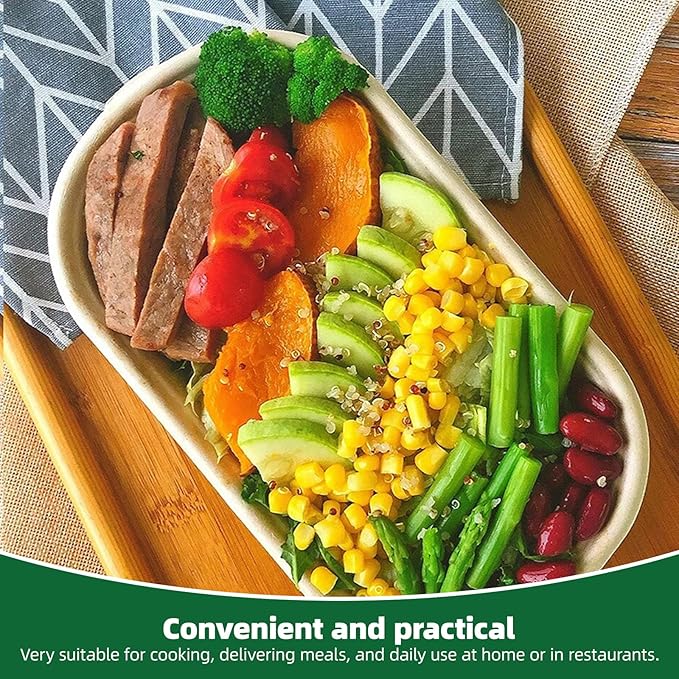 50Pcs 37 Oz meal prep containers - disposable meal prep food containers with lids, microwavable and freezable compostable, takeaway containers salad for food bowls and bento boxes (37 oz/1100 ml)