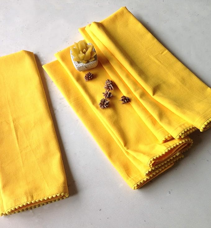 TARAN LIVING Kitchen Towels 100% Cotton Solid Dish Cloths Kitchen Hand Towel Reusuable Dish Towel for Cleaning & Drying Tea Towels Set with Hanging Loop - 18"x 28", Yellow, Pack of 6