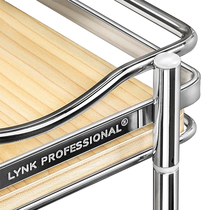 LYNK PROFESSIONAL® Élite™ Pull Out Spice Rack Organizer for Inside Kitchen Cabinets - 6" x 21" - Slide Out Drawer – Wood/Chrome Sliding Spice Organization for cabinet - Spice Racks - 6 Tier