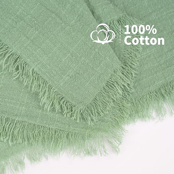 Showgeous 30 Pack Sage Green Cloth Napkins with Fringe 16x16 inch 100% Cotton Green Napkins Handmade Dinner Napkins Bulk Washable Soft Rustic Table Napkins for Wedding Parties Bridal Baby Shower