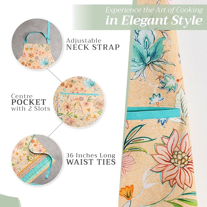 Maison d' Hermine 100% Cotton Apron for women with Pocket Kitchen Chef Apron for Men Cooking Mothers Day Gifts