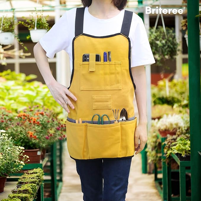 Work Tool Apron for Men and Women, Torso Length with 21 Tool Pockets, Durable Canvas Apron, DIY Enthusiasts, Gifts for Men for Christmas(Yellow)