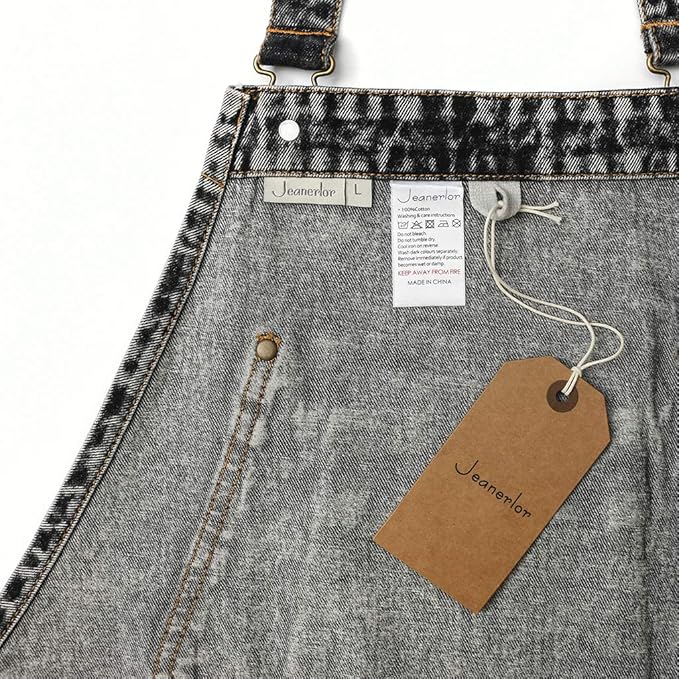 Jeanerlor - Denim Apron with Pockets for Hair Stylist Gardening Craftsmen Barista Women Hairdresser Jean Work Apron Cross Straps & Adjustable S to L (Black)