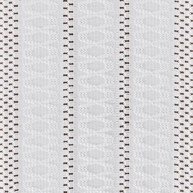 ZeeMart Macrame Style Boho Table Runner, White Table Runners 90 Inches Long, Farmhouse Woven Home Decor, 12x90 Inch, White