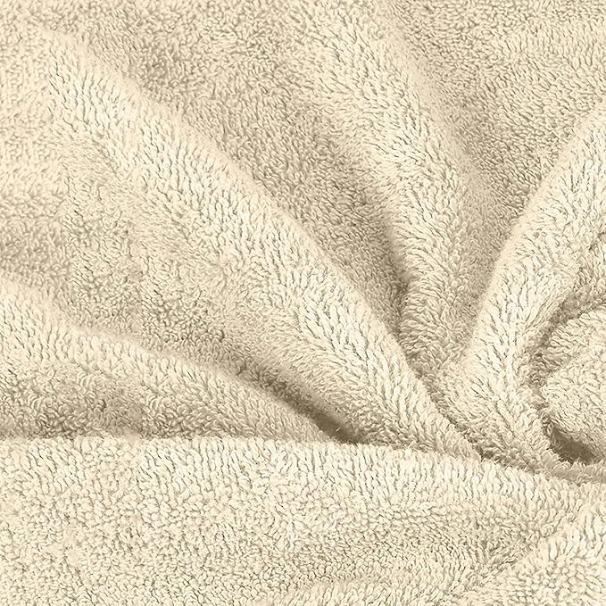 Mocassi Luxury 100% Turkish Cotton 6-Piece Towel Set - Ultra Soft, Quick Dry Highly Absorbent Premium Spa Hotel Quality Bath Towels, Includes 2 Bath Towels, 2 Hand Towels and 2 Washcloths, Ivory