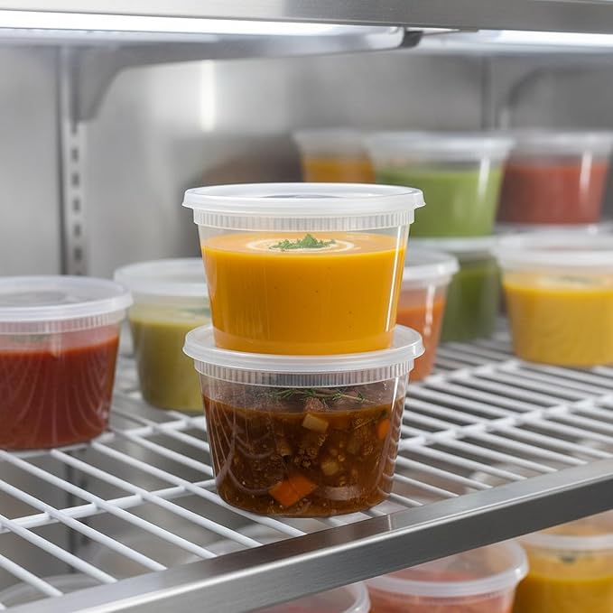 BluShine [36 Sets] 16 oz. Plastic Deli Food Storage Containers with Airtight Leak Proof Lids - Reusable -Microwave, Fridge, and Freezer Safe