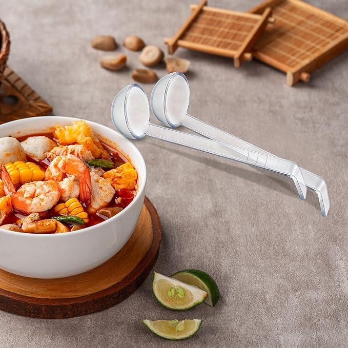Tioncy 20 Pcs 1 oz Plastic Small Ladles with 7 Inches Long Handle, Mini Ladle for Serving Salsa Sauce Dressing Punch Bowl Sauces and Toppings (Clear)