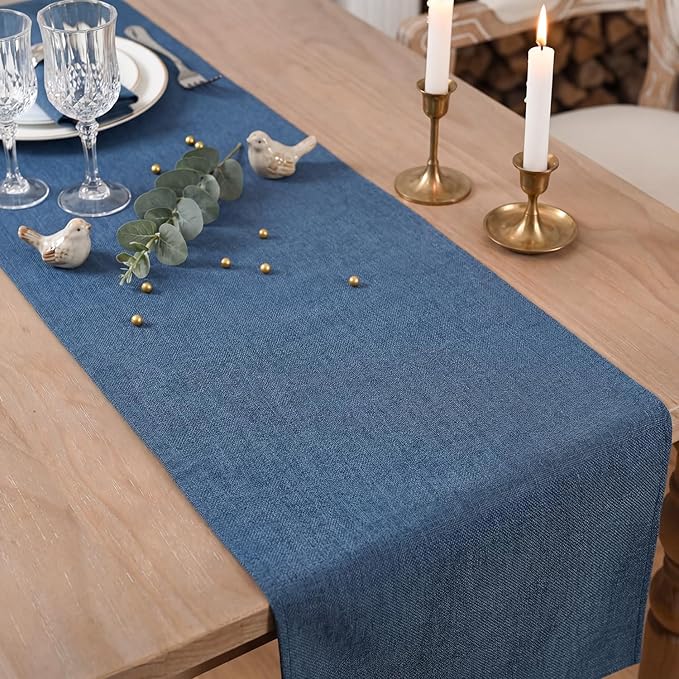 Artoid Mode Navy Blue Table Runner, Seasonal Summer Fall Washable Kitchen Dining Table Decoration for Home Party Decor 13x108 Inch