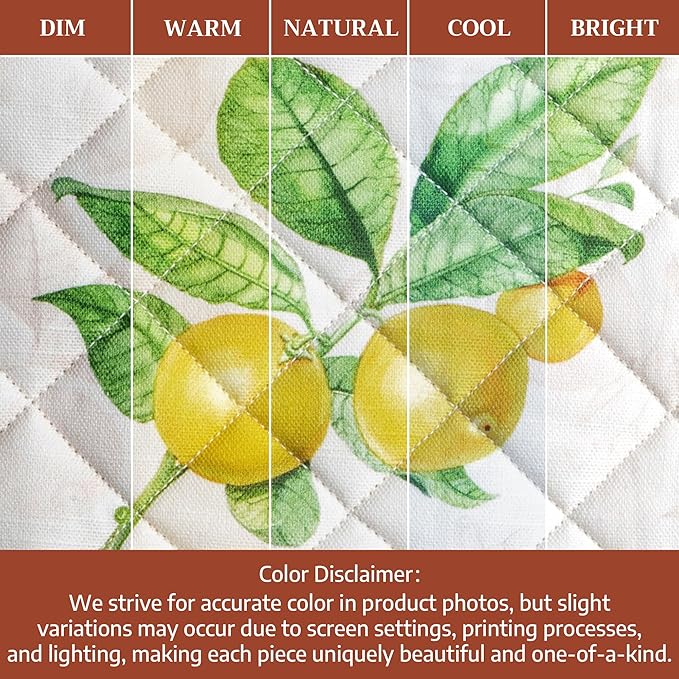 Maison d' Hermine Pot Holders 100% Cotton Heat Resistant Potholders 8" x 8" Hot Pads with Loop BBQ Cooking Baking Gifts for Mothers Day Handling Hot Pans Spring/Summer (Pack of 2, Limoncello)