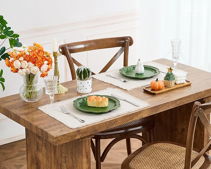 Letjolt Beige Placemats Farmhouse Cotton Linen Place Mats Set of 4 Home Kitchen Dining Table Decor