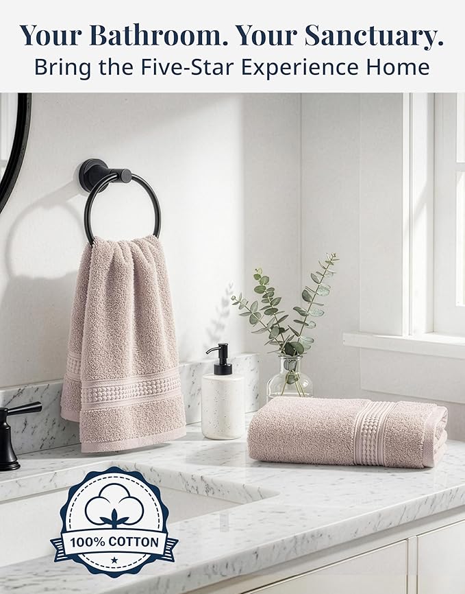 LANE LINEN Bath Hand Towels - Pack of 4 (16"x 28"), 100% Cotton - Soft, Quick Dry & Highly Absorbent, Hand and Face Towels - Bathroom Hand Towel Set, Great for Gym, Salon, Spa & Family Use - Platinum