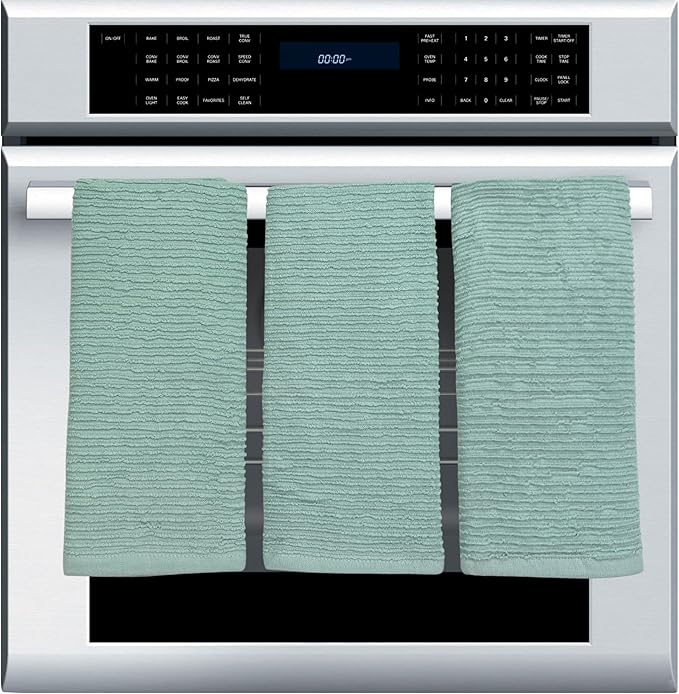 Seafoam Light Sage Aqua Mineral Green Kitchen Hand Dish Towels: Oversized 28" x 18", 100% Cotton Cloth Soft Cleaning Drying Absorbent Ribbed Design, Set of 3 Multipurpose for Everyday Use