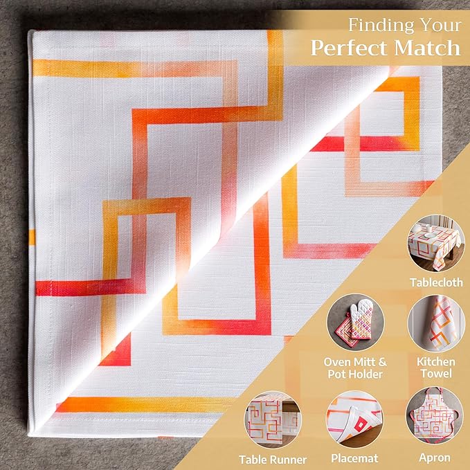 Maison d' Hermine Cloth Napkins Set of 4 100% Cotton Everyday Reusable Square Napkins Cloth Washable Dinner Party Wedding Restaurant Gifts for Mothers Day Spring/Summer (Summer Maze, 20" x 20")