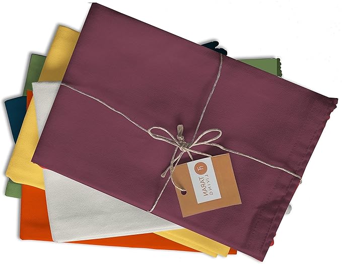 TARAN LIVING Kitchen Towels 100% Cotton Dish Cloths, Hand Towel, Dish Towel for Cleaning & Drying Tea Towels Set with Hanging Loop - 18"x 28", Pack of 6, for DIY, Christmas, Thanksgiving, Valentine.