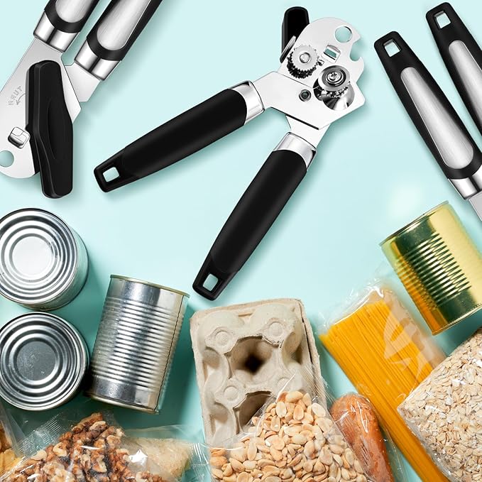 Gisafai 12 Pcs Manual Can Opener with Sharp Blade Smooth Edge Multifunctional Kitchen Gadget Handheld Openers Oversized Handheld Knob Can and Bottle Animals